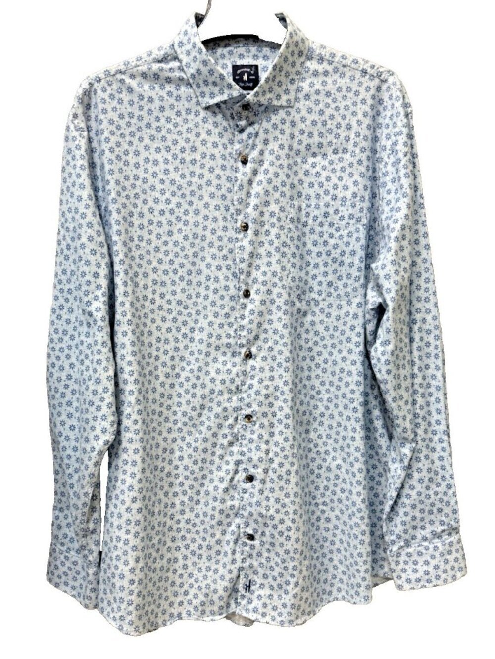Johnnie-O Montage Top Shelf Button Up Shirt Gulf Blue 2XL Preppy Casual Floral